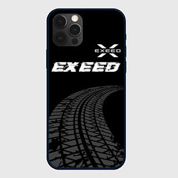 Чехол для iPhone 12 Pro Max Exeed speed на темном фоне со следами шин: символ, цвет: 3D-черный