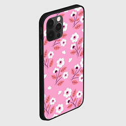 Чехол для iPhone 12 Pro Max Flowers on pink, цвет: 3D-черный — фото 2