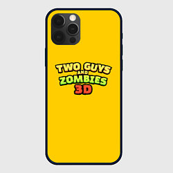 Чехол iPhone 12 Pro Max Two Guys & Zombies 3D - Лого на желтом