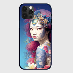 Чехол для iPhone 12 Pro Max Japanese girl - irezumi - tattoo - art, цвет: 3D-черный