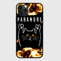 Чехол для iPhone 12 Pro Max Paramore рок кот и огонь, цвет: 3D-черный