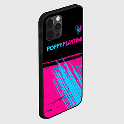 Чехол для iPhone 12 Pro Max Poppy Playtime - neon gradient: символ сверху, цвет: 3D-черный — фото 2