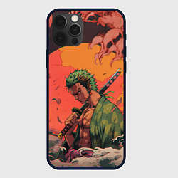 Чехол для iPhone 12 Pro Max Зоро на закате - One Piece, цвет: 3D-черный