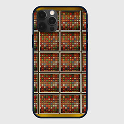 Чехол для iPhone 12 Pro Max Разноцветные мозаичные кубы, цвет: 3D-черный