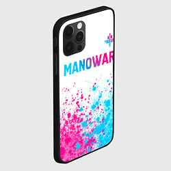 Чехол для iPhone 12 Pro Max Manowar neon gradient style: символ сверху, цвет: 3D-черный — фото 2