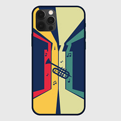 Чехол для iPhone 12 Pro Max Труба в разноцветных полосах Jazz music, цвет: 3D-черный