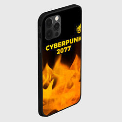 Чехол для iPhone 12 Pro Max Cyberpunk 2077 - gold gradient: символ сверху, цвет: 3D-черный — фото 2