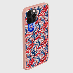 Чехол для iPhone 12 Pro Max Герб РФ и русские узоры, цвет: 3D-светло-розовый — фото 2