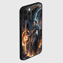 Чехол для iPhone 12 Pro Max Ведьма с черными собаками и огонь в руинах, цвет: 3D-черный — фото 2