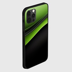 Чехол для iPhone 12 Pro Max Black green abstract, цвет: 3D-черный — фото 2