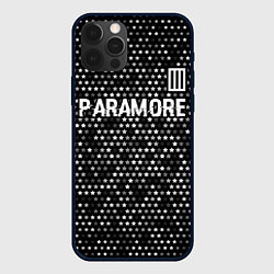 Чехол для iPhone 12 Pro Max Paramore glitch на темном фоне: символ сверху, цвет: 3D-черный