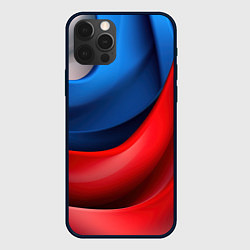 Чехол для iPhone 12 Pro Max Абстракция белый синий красный, цвет: 3D-черный