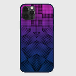 Чехол для iPhone 12 Pro Max Пурпурно-синий геометрический узор, цвет: 3D-черный