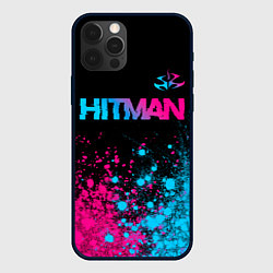 Чехол iPhone 12 Pro Max Hitman - neon gradient: символ сверху