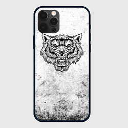 Чехол iPhone 12 Pro Max Черно-белый яростный волк