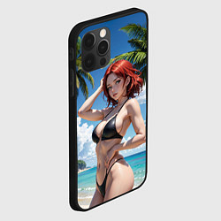 Чехол для iPhone 12 Pro Max Девушка с рыжими волосами на пляже, цвет: 3D-черный — фото 2