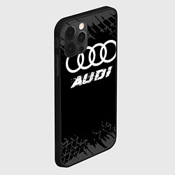 Чехол для iPhone 12 Pro Max Audi speed на темном фоне со следами шин, цвет: 3D-черный — фото 2