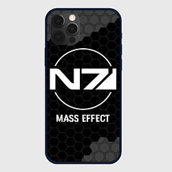 Чехол для iPhone 12 Pro Max Mass Effect glitch на темном фоне, цвет: 3D-черный