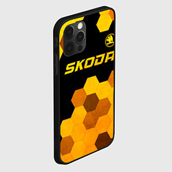 Чехол для iPhone 12 Pro Max Skoda - gold gradient: символ сверху, цвет: 3D-черный — фото 2