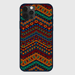 Чехол для iPhone 12 Pro Max Этнический орнамент зигзаги, цвет: 3D-черный
