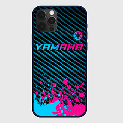 Чехол для iPhone 12 Pro Max Yamaha - neon gradient: символ сверху, цвет: 3D-черный