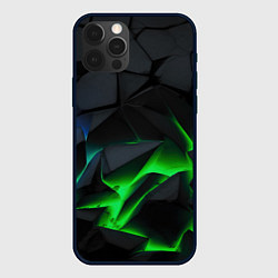 Чехол для iPhone 12 Pro Max Зеленый и синий неон, цвет: 3D-черный