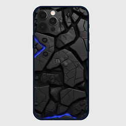 Чехол для iPhone 12 Pro Max Черные плиты с синей вставкой, цвет: 3D-черный