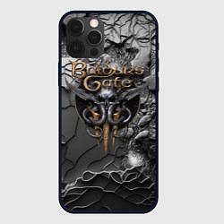 Чехол для iPhone 12 Pro Max Baldurs Gate 3 logo dark, цвет: 3D-черный