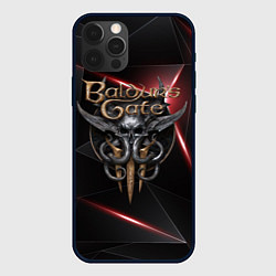 Чехол iPhone 12 Pro Max Baldurs Gate 3 logo black red