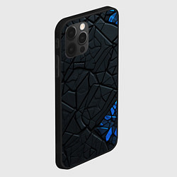 Чехол для iPhone 12 Pro Max Черные плиты с синими вставками, цвет: 3D-черный — фото 2