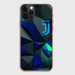 Чехол для iPhone 12 Pro Max Juventus blue abstract logo, цвет: 3D-светло-розовый