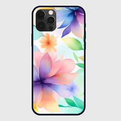 Чехол для iPhone 12 Pro Max Акварельные цветы - нейросеть, цвет: 3D-черный