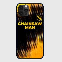 Чехол для iPhone 12 Pro Max Chainsaw Man - gold gradient: символ сверху, цвет: 3D-черный