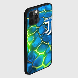 Чехол для iPhone 12 Pro Max Juventus blue green neon, цвет: 3D-черный — фото 2