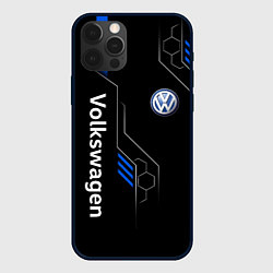 Чехол для iPhone 12 Pro Max Volkswagen - blue technology, цвет: 3D-черный