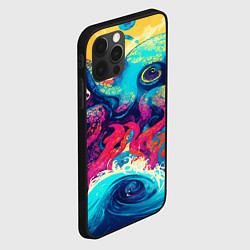 Чехол для iPhone 12 Pro Max Разноцветный осьминог на волнах красок, цвет: 3D-черный — фото 2