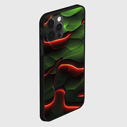 Чехол для iPhone 12 Pro Max Объемные красно зеленые плиты, цвет: 3D-черный — фото 2