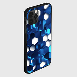 Чехол для iPhone 12 Pro Max Cyber hexagon Blue, цвет: 3D-черный — фото 2