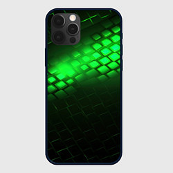 Чехол для iPhone 12 Pro Max Неоновые зеленые пластины, цвет: 3D-черный
