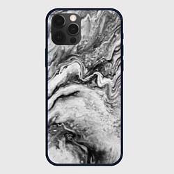 Чехол для iPhone 12 Pro Max Черно-белая мраморная абстракция, цвет: 3D-черный