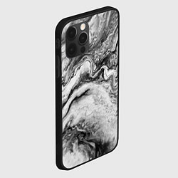 Чехол для iPhone 12 Pro Max Черно-белая мраморная абстракция, цвет: 3D-черный — фото 2