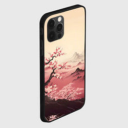 Чехол для iPhone 12 Pro Max Сакура в горах, цвет: 3D-черный — фото 2