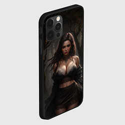 Чехол для iPhone 12 Pro Max Девушка в ночном лесу, цвет: 3D-черный — фото 2