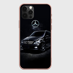 Чехол для iPhone 12 Pro Max Mercedes black, цвет: 3D-светло-розовый