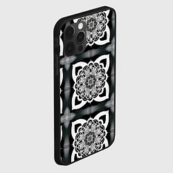 Чехол для iPhone 12 Pro Max Квадратная мандала узор, цвет: 3D-черный — фото 2