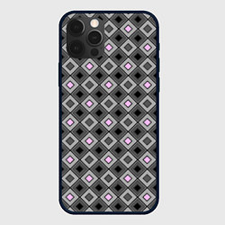 Чехол для iPhone 12 Pro Max Серо - розовый геометрический узор, цвет: 3D-черный
