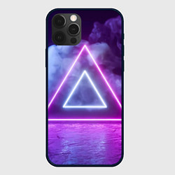 Чехол для iPhone 12 Pro Max Неоновый треугольник в неоновом дыму, цвет: 3D-черный