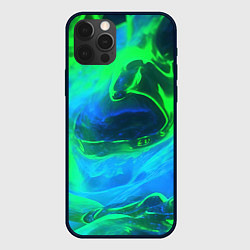 Чехол iPhone 12 Pro Max Зеленый и синий дым