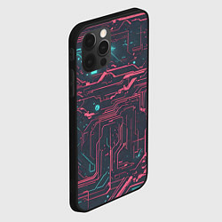 Чехол для iPhone 12 Pro Max Кибер схемы Розовый и голубой, цвет: 3D-черный — фото 2