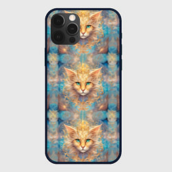 Чехол для iPhone 12 Pro Max Мордашка котика узор, цвет: 3D-черный